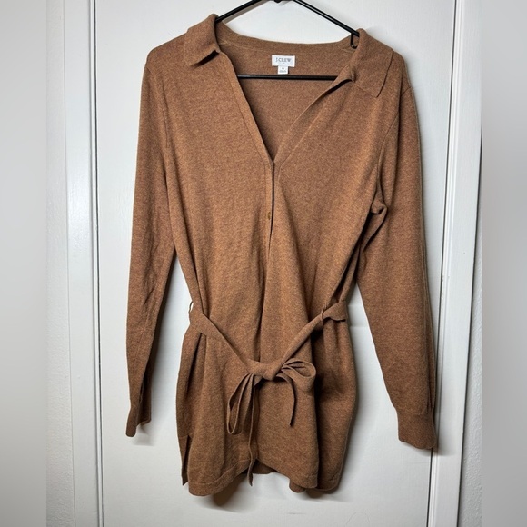 J. Crew Factory Sweaters - J.Crew Factory Wool Blend Belted Button Front Longline Cardigan Brown Sweater S